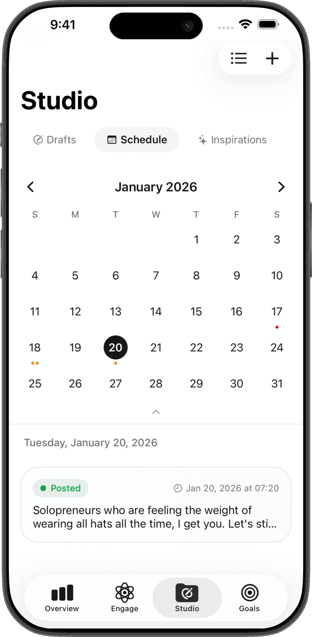 Bobbin scheduling calendar showing queued Threads posts across the week
