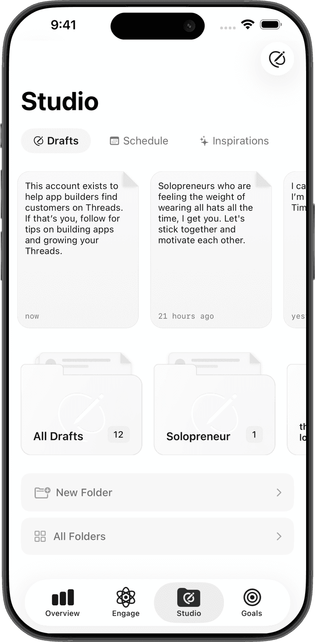 Bobbin draft editor showing Threads post composition with character counter
